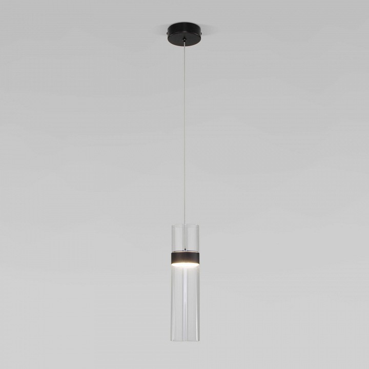 Подвесной светильник eurosvet lumen 50244/1 led черный/прозрачный