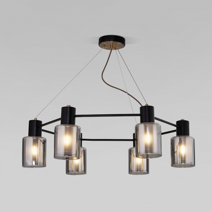 Подвесная люстра eurosvet notion 70219/6 черный/античная бронза