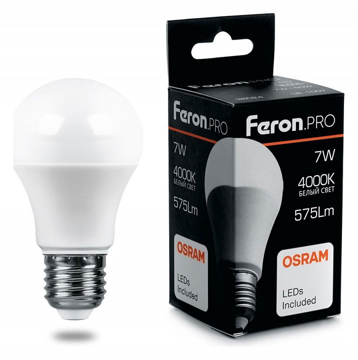 Лампа светодиодная feron lb-1007 e27 7вт 4000k 38024