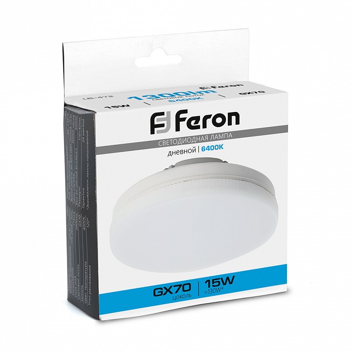 Лампа светодиодная feron lb-472 gx70 15вт 6400k 48305
