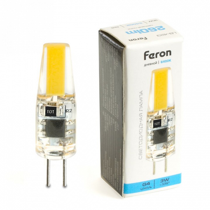 Лампа светодиодная feron lb-423 g4 3вт 6400k 51169
