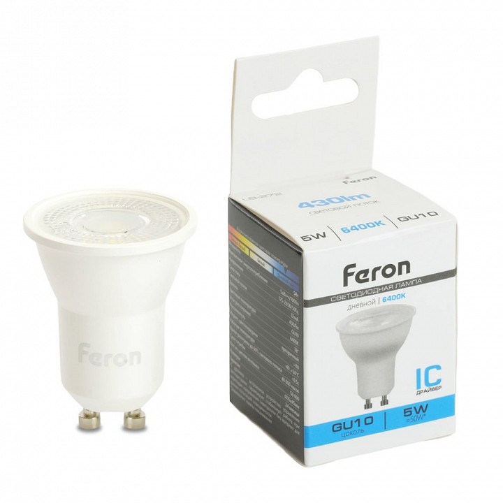 Лампа светодиодная feron lb-272 gu10 5вт 6400k 51220