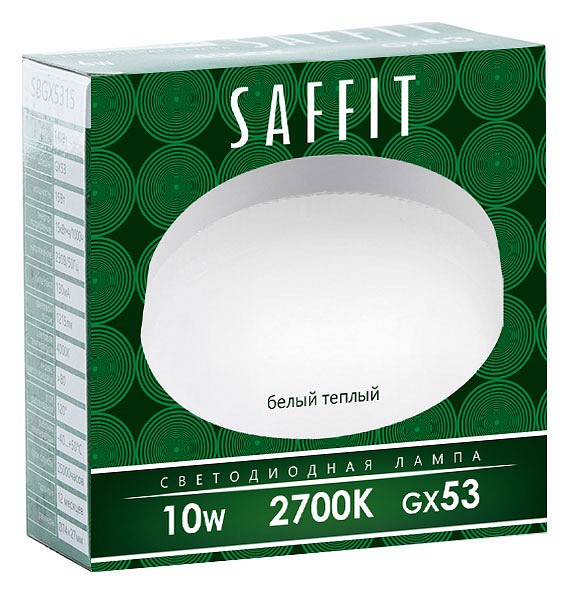 Лампа светодиодная feron saffit sbgx5310 gx53 10вт 2700k 55227