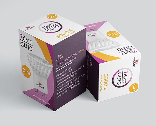Лампа светодиодная italline tp gu10 7вт 3000k tp gu10/7w/3000k dim