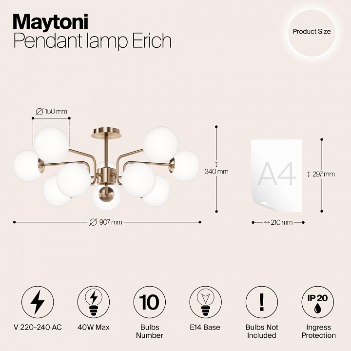 Люстра на штанге maytoni erich mod221pl-10g