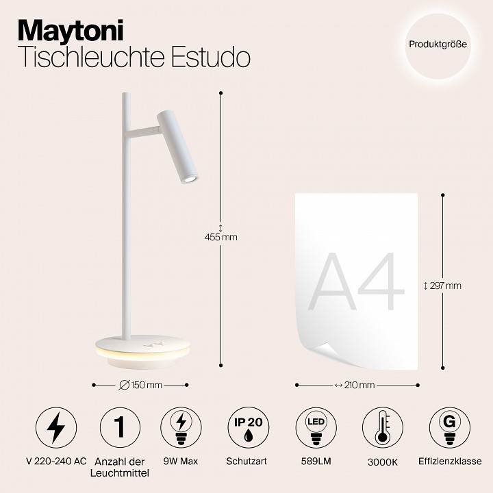 Настольная лампа офисная maytoni estudo z010tl-l8w3k