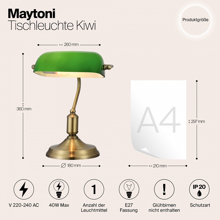Настольная лампа офисная maytoni kiwi z153-tl-01-bs