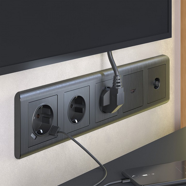 Накладка для розетки hdmi werkel графит рифленый w1196004