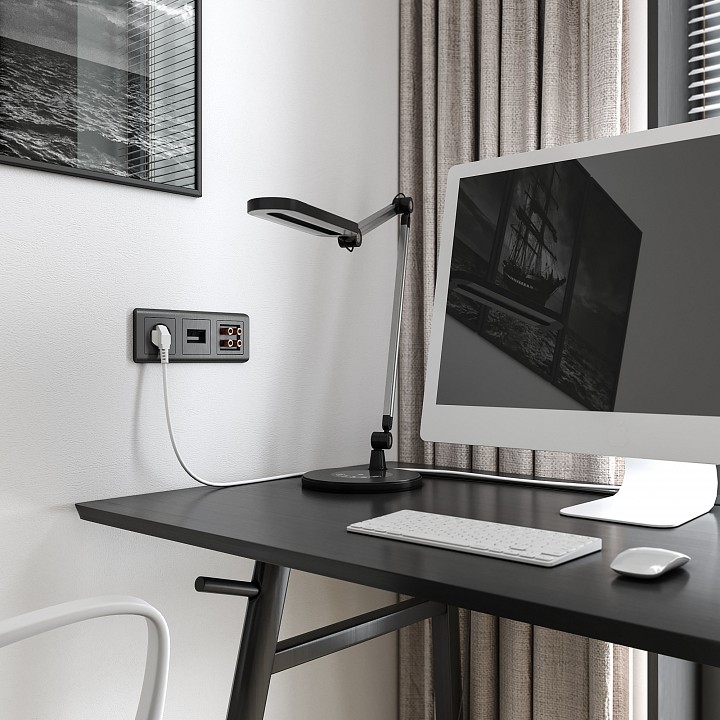 Розетка акустическая без рамки werkel графит рифленый w1185004