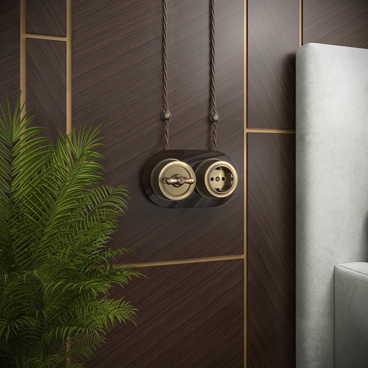 Выключатель одноклавишный без рамки werkel ретро (бронза) w5712012