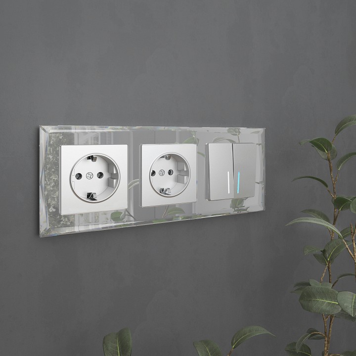 Рамка на 3 поста werkel diamant (зеркальный) w0031220