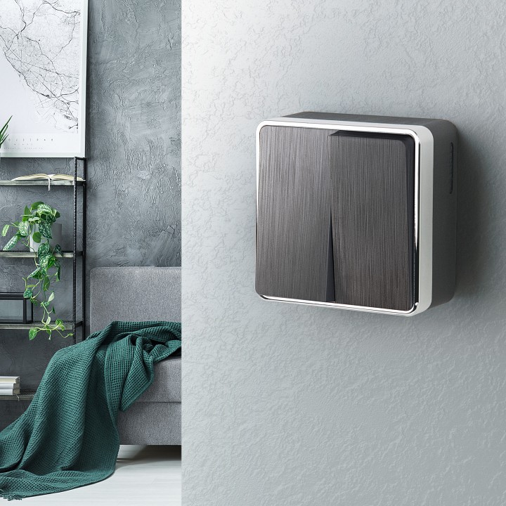 Выключатель двухклавишный werkel gallant (графит рифленый) w5020004