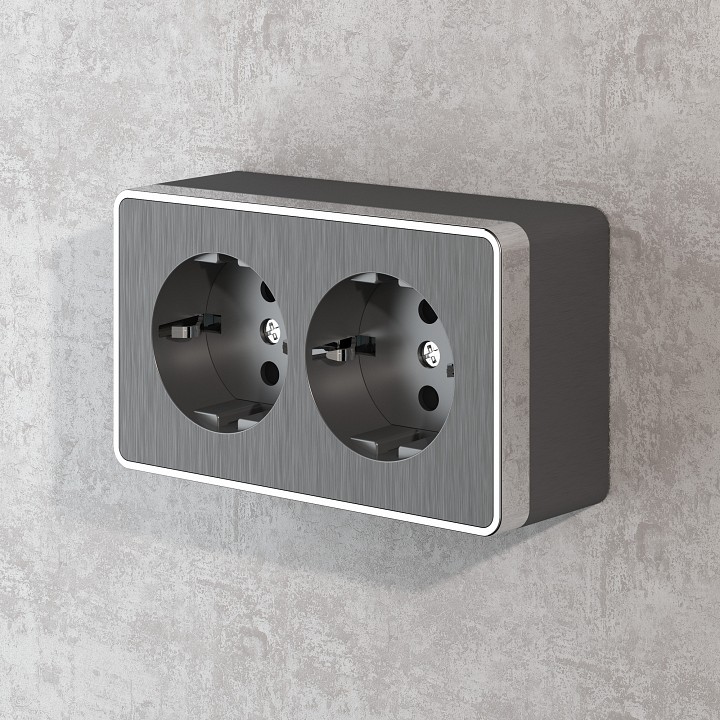 Розетка двойная с заземлением werkel gallant (графит рифленый) w5072104