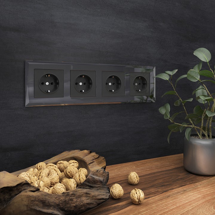 Рамка на 4 поста werkel diamant (черный) w0041208