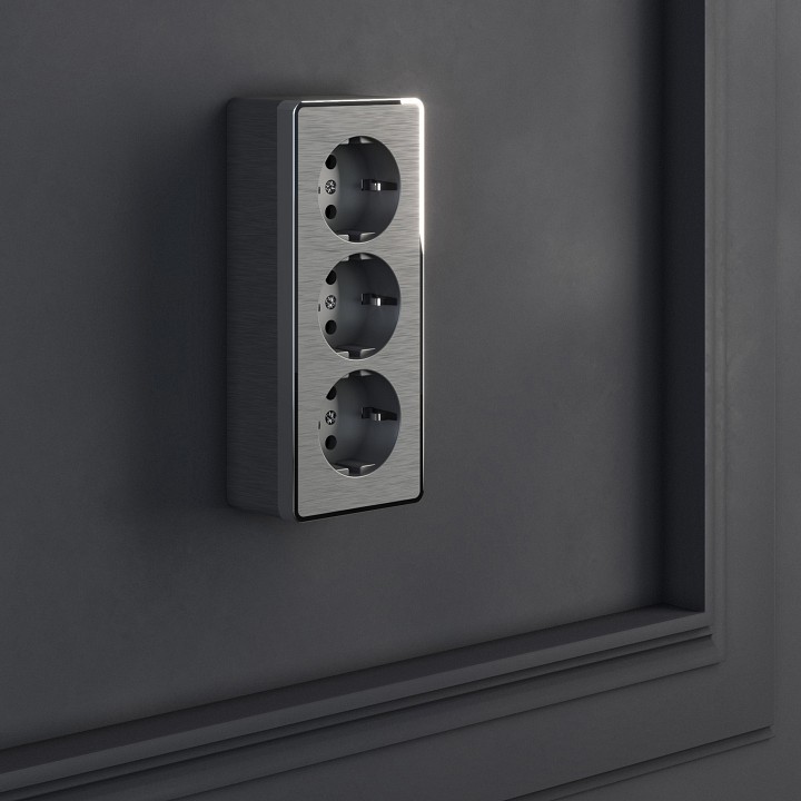 Розетка влагозащищенная с заземлением и со шторками werkel gallant (графит рифленый) w5073104