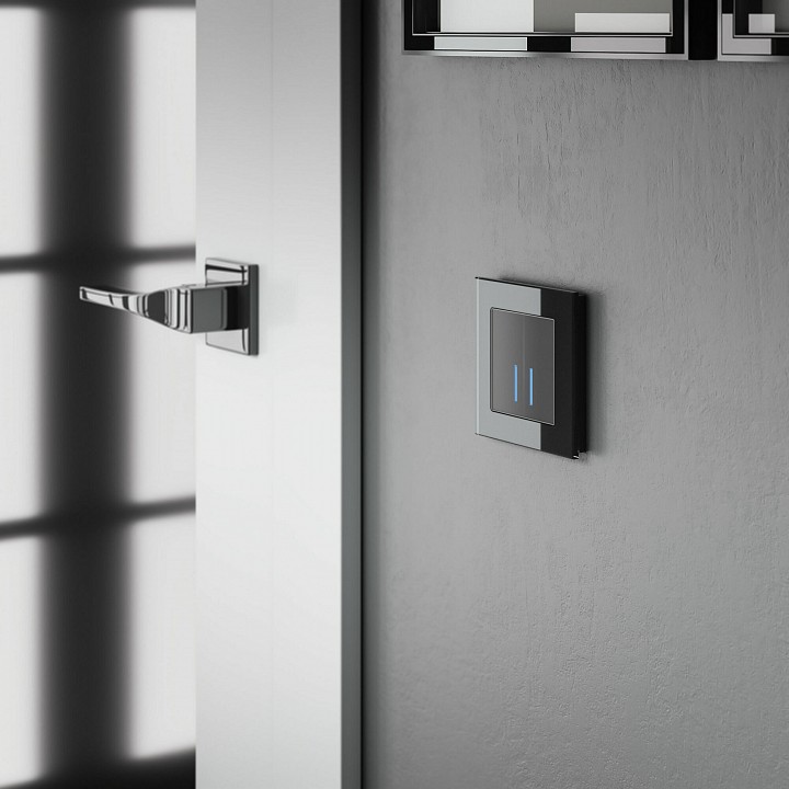 Выключатель двухклавишный с подсветкой без рамки werkel черный w4520008