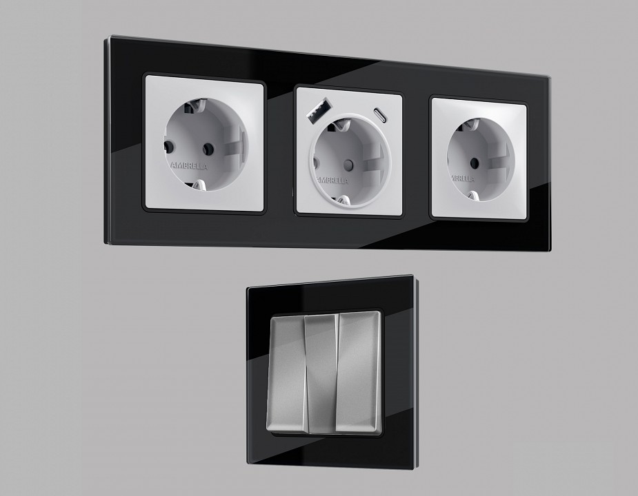 Рамка на 4 поста ambrella volt platos стекло натуральное af380804
