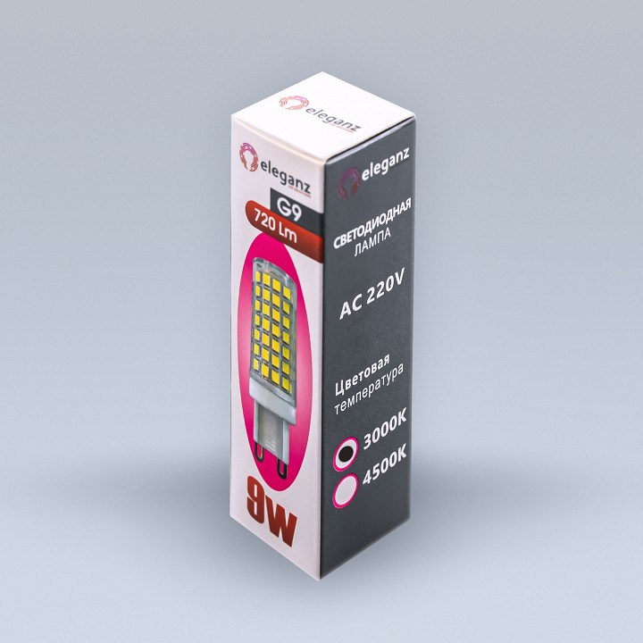 Лампа светодиодная eleganz  g9 9вт 3000k 1310