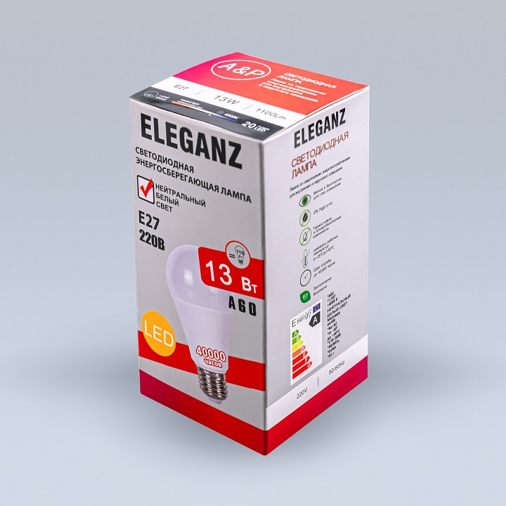 Лампа светодиодная eleganz  e27 13вт 4500k 1371