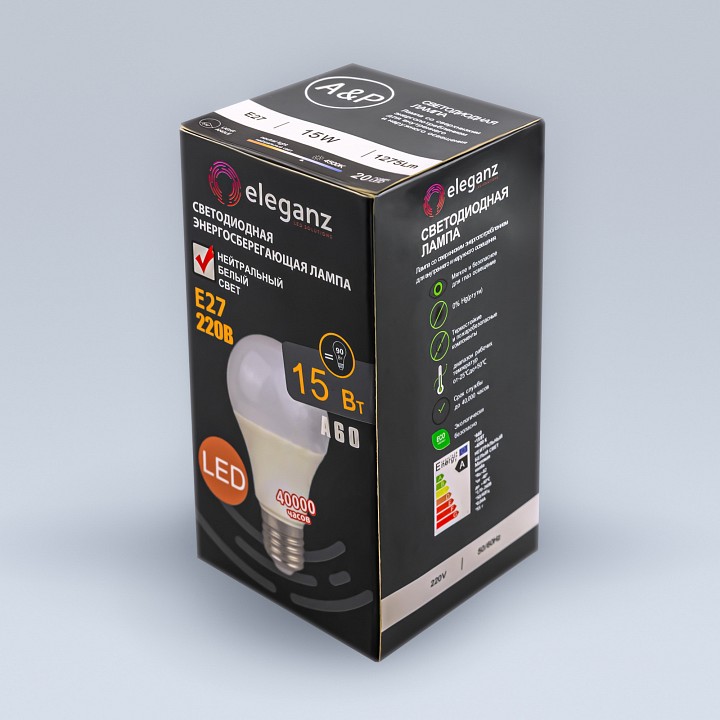 Лампа светодиодная eleganz e27 15вт 4500k 1379