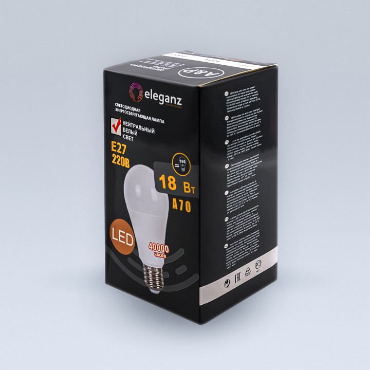 Лампа светодиодная eleganz  e27 18вт 4500k 1399