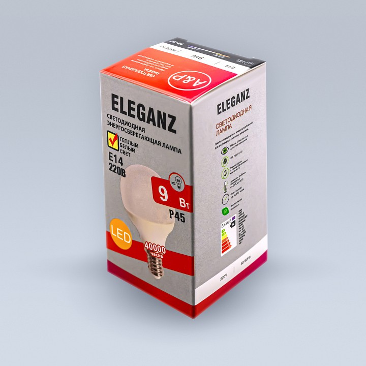 Лампа светодиодная eleganz  e14 9вт 3000k el-0083