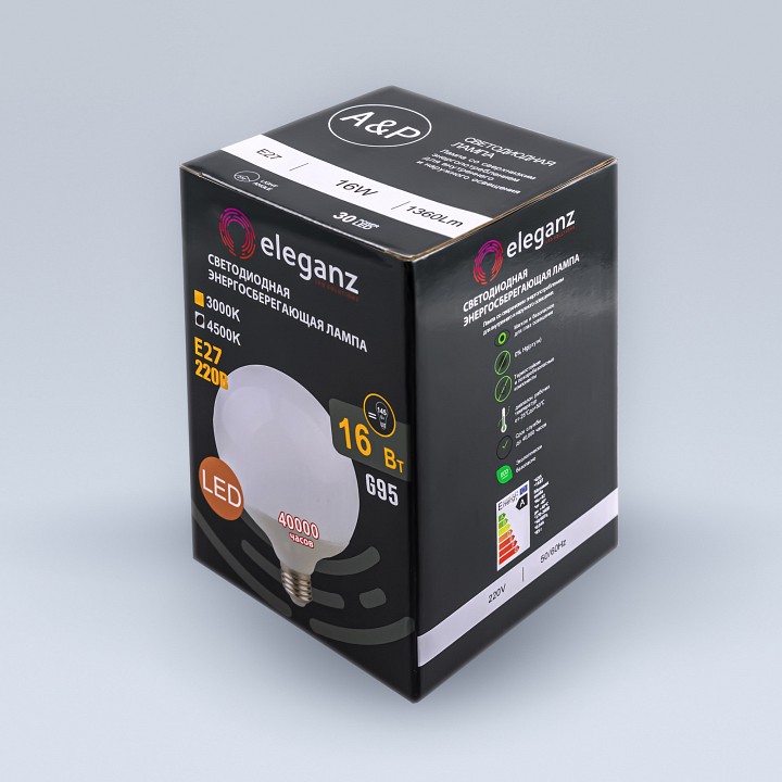 Лампа светодиодная eleganz  e27 16вт 4500k el-0089