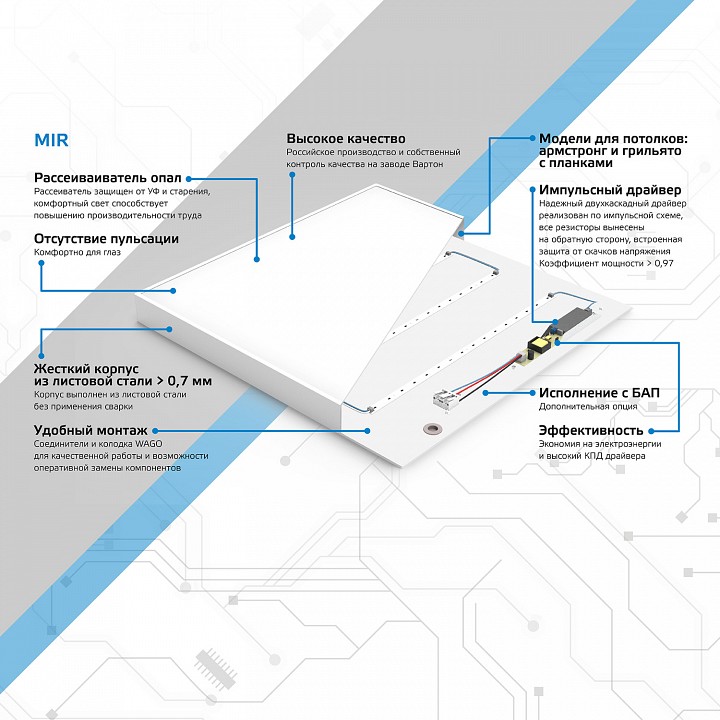 Светильник для потолка армстронг gauss mir g1-a0-00070-01g02-2003550
