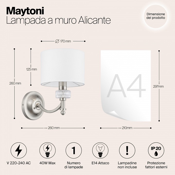 Бра maytoni alicante mod014wl-01n