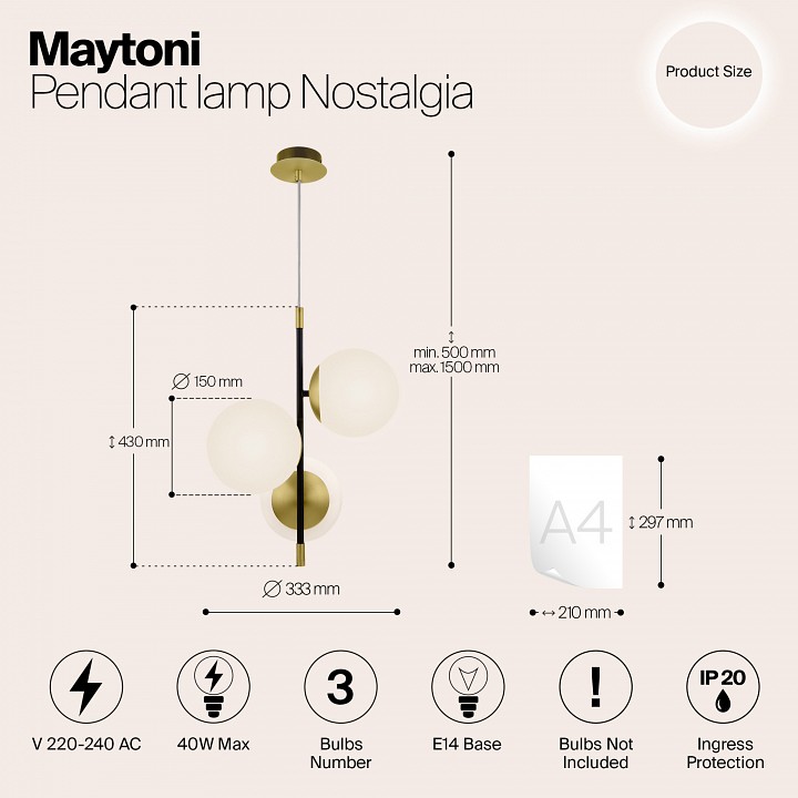 Подвесная люстра maytoni nostalgia mod048pl-03g