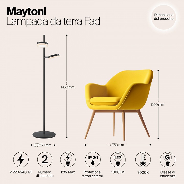 Торшер maytoni fad mod070fl-l12b3k