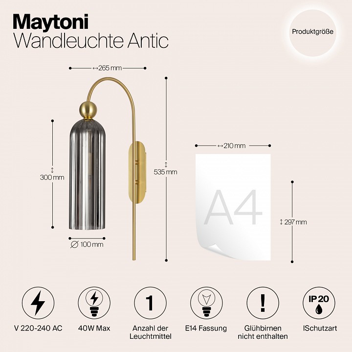 Бра maytoni antic mod302wl-01gr