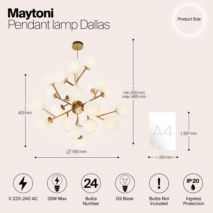 Подвесная люстра maytoni dallas mod545pl-24bs