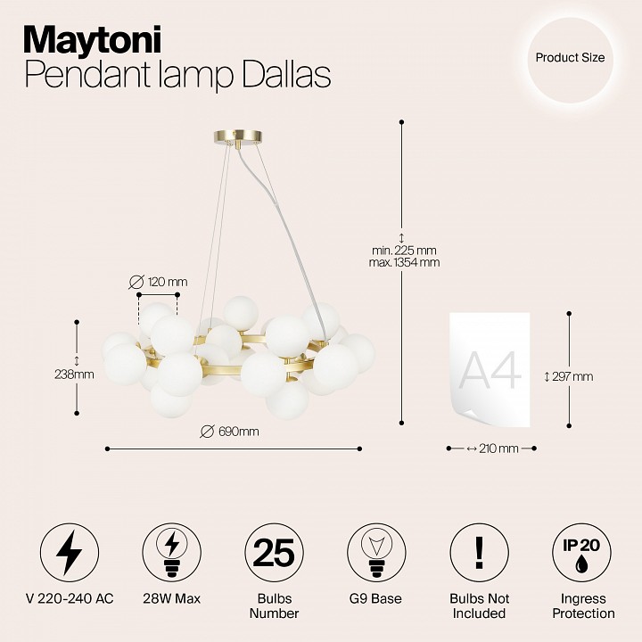 Подвесная люстра maytoni dallas mod545pl-25bs