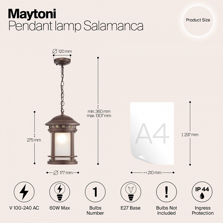 Подвесной светильник maytoni salamanca o031pl-01br