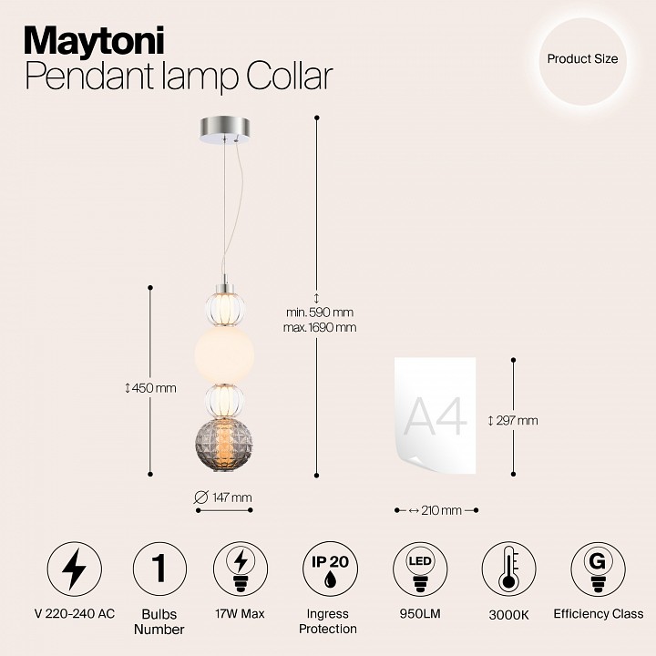 Подвесной светильник maytoni collar p069pl-l17ch3k