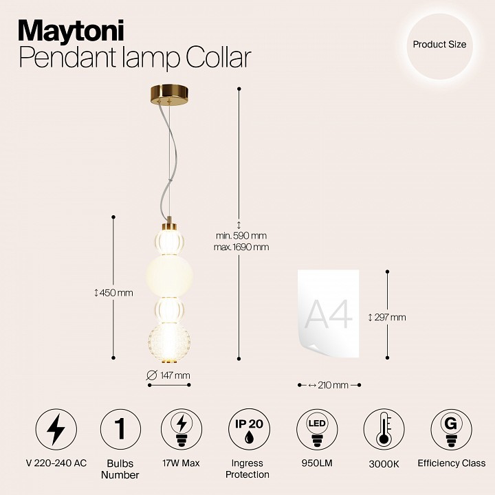 Подвесной светильник maytoni collar p069pl-l17g3k