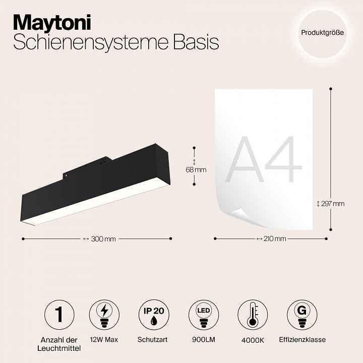 Накладной светильник maytoni basis tr012-2-12w4k-b