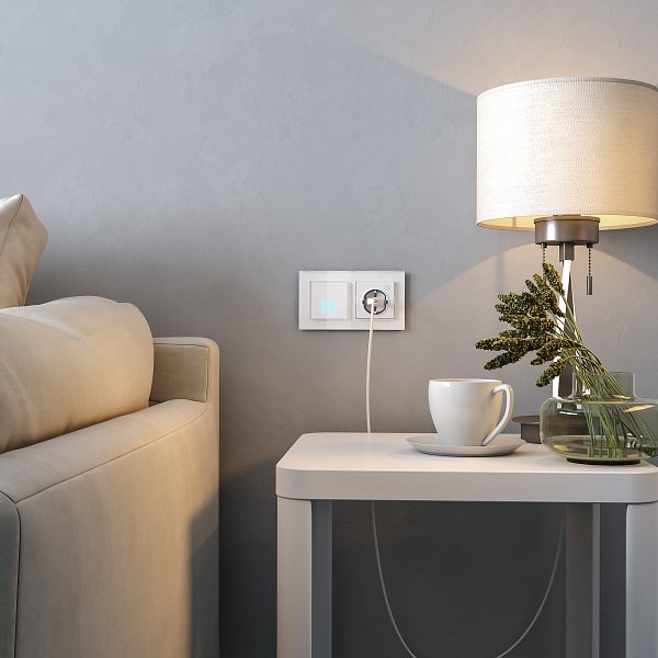Выключатель сенсорый двухклавишный с подсветкой и функцией wi-fi, Без рамки werkel белый w4520601
