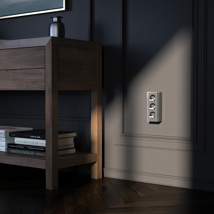 Розетка влагозащищенная с заземлением и со шторками werkel gallant (графит рифленый) w5073104