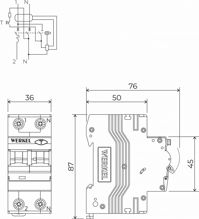 Дифференциальный автоматический выключатель 1p с wi-fi werkel  w922p164