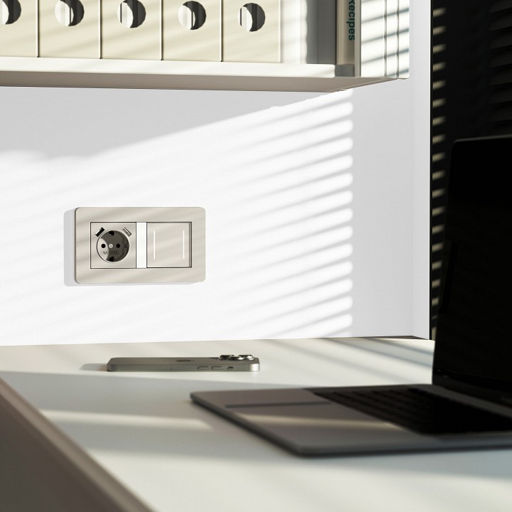 Выключатель двухклавишный с подсветкой без рамки werkel дымчатый w4523641