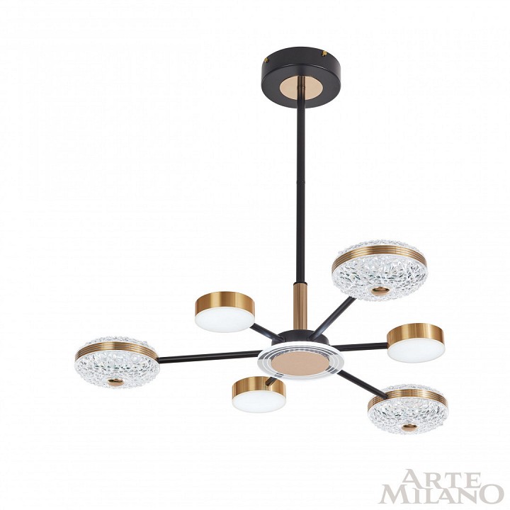 Люстра на штанге arte milano ferrara-72069 272069/6 bk/gd