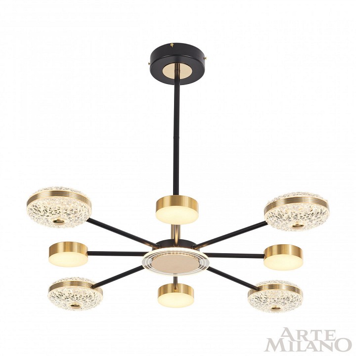 Люстра на штанге arte milano ferrara-72069 272069/8 bk/gd