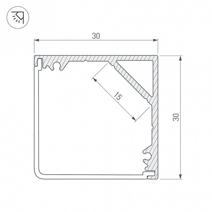 Профиль накладной arlight sl-kant-h30-2000 anod 019333