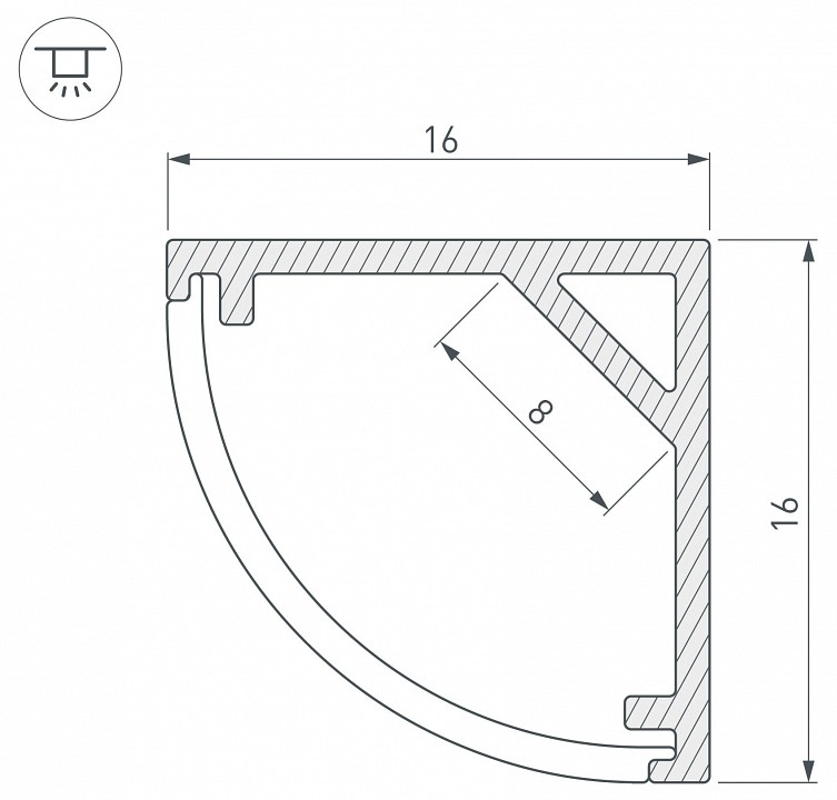 Профиль накладной угловой внутренний arlight sl-kant 037116