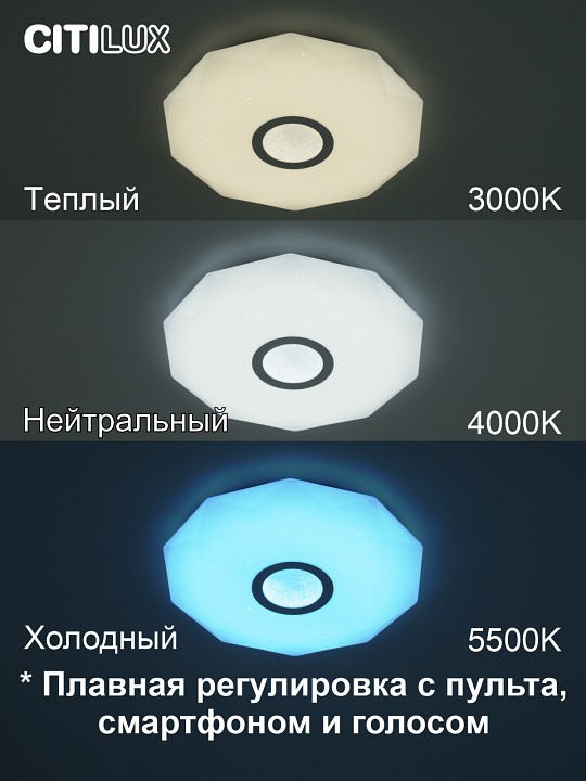 Накладной светильник citilux диамант смарт cl713a30g