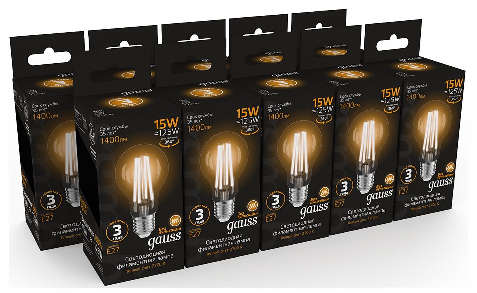 Лампа светодиодная gauss filament e27 15вт 2700k 102902115