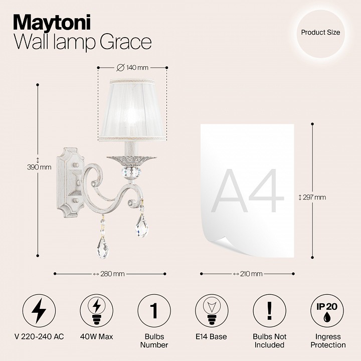Бра maytoni grace arm247-01-g
