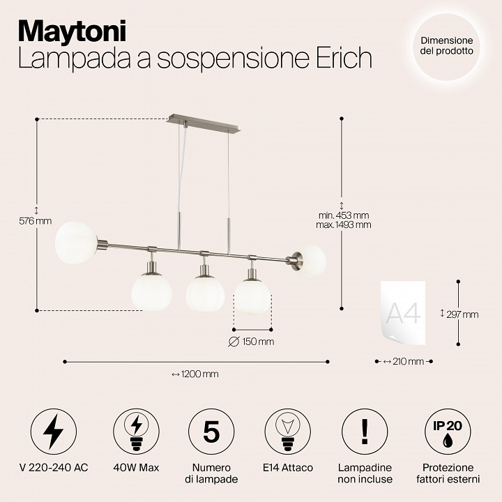 Подвесной светильник maytoni erich mod221-pl-05-n